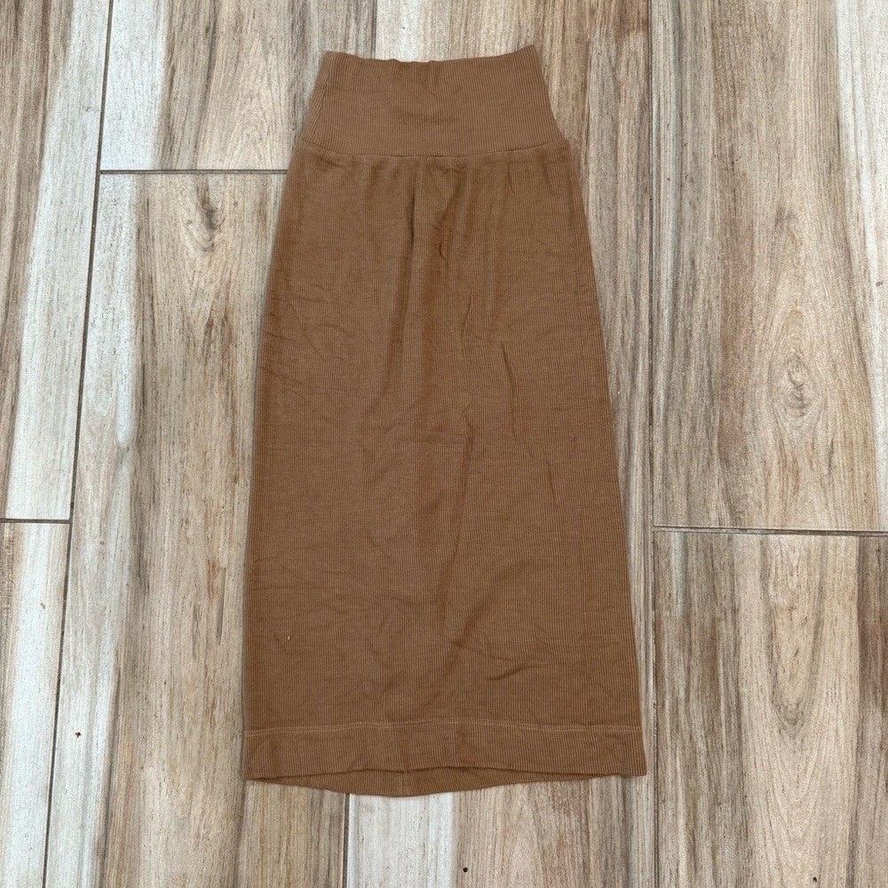 Enza Costa Tan Midi Skirt